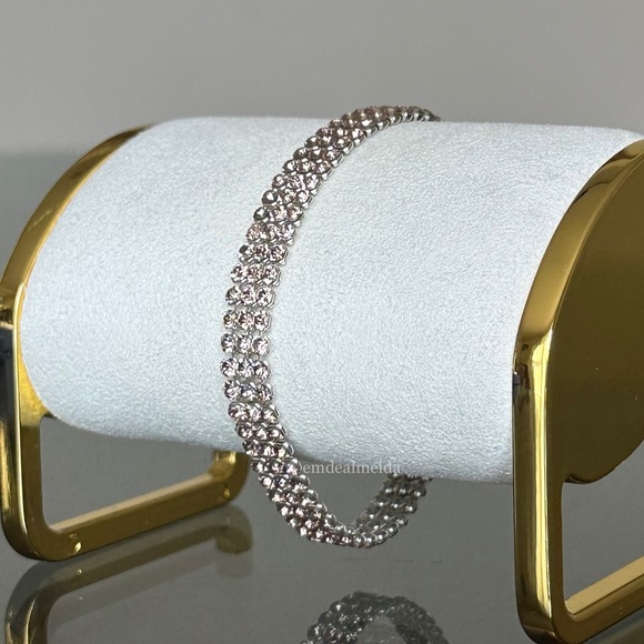 SOLD - Swarovski Crystal Rose Gold Tone Fit Pink Mesh Bracelet 5381139 - Picture 4 of 11